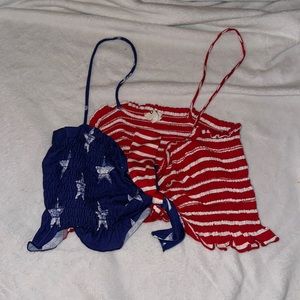 American flag tank top, ties in the middle, worn once